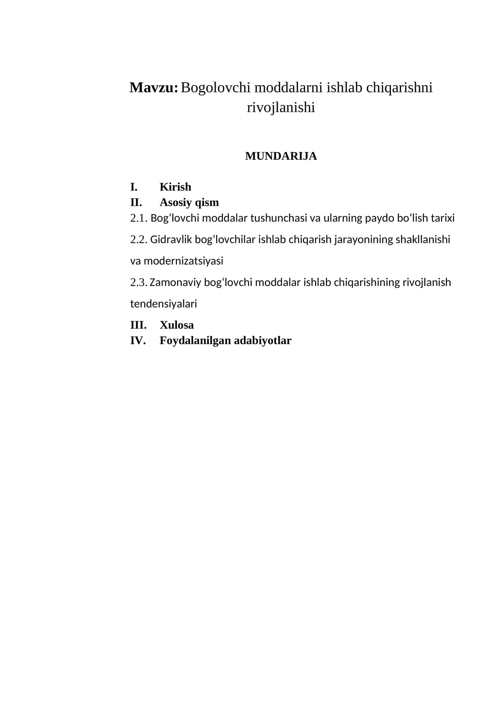 Bog‘lovchi moddalarni ishlab chiqarishni rivojlanishi 1