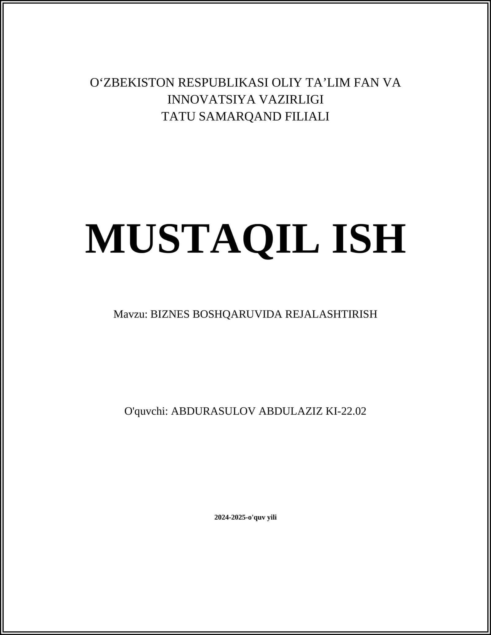 BIZNES BOSHQARUVIDA REJALASHTIRISH 1