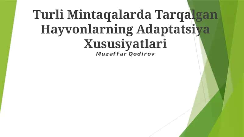 Turli Mintaqalarda Tarqalgan Hayvonlarning Adaptatsiya Xususiyatlari 1