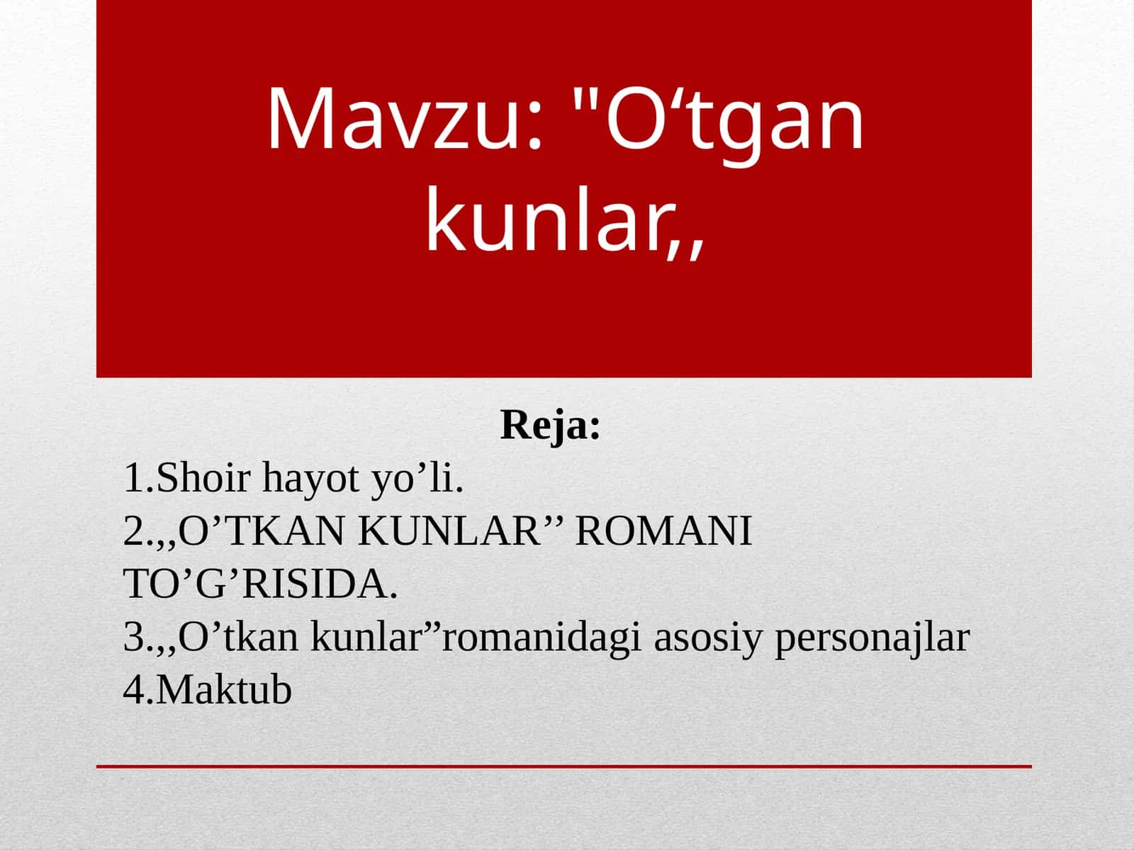 O’TKANKUNLAR 1