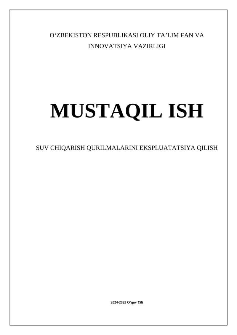 Suv chiqarish qurilmalari 1