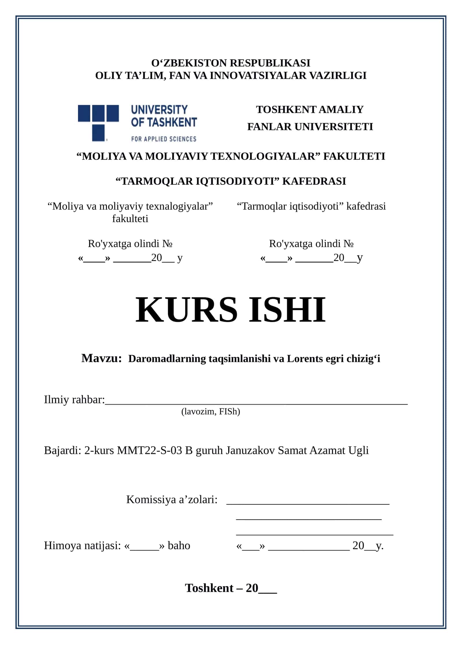 Daromadlarning taqsimlanishi va Lorents egri chizigʻi 1