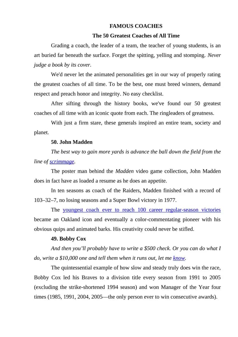 The 50 Greatest Coaches of All Time 1