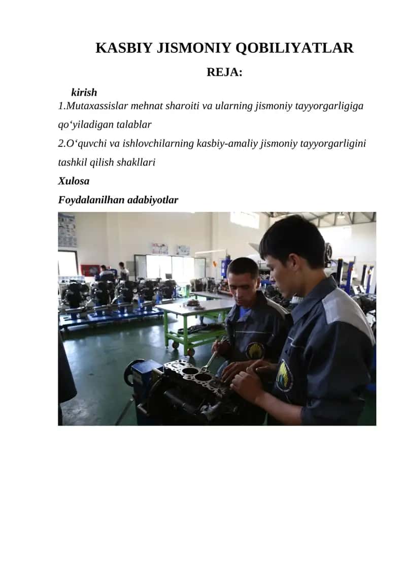 Kasbiy Jismoniy Qobiliyatlar 1