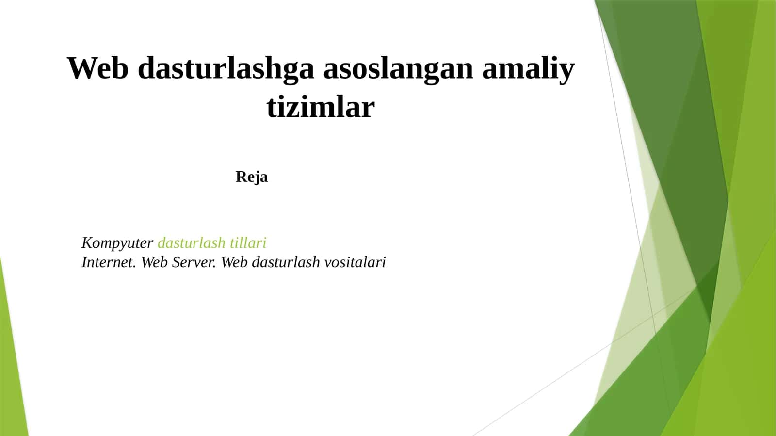 Web dasturlashga asoslangan amaliy tizimlar 1