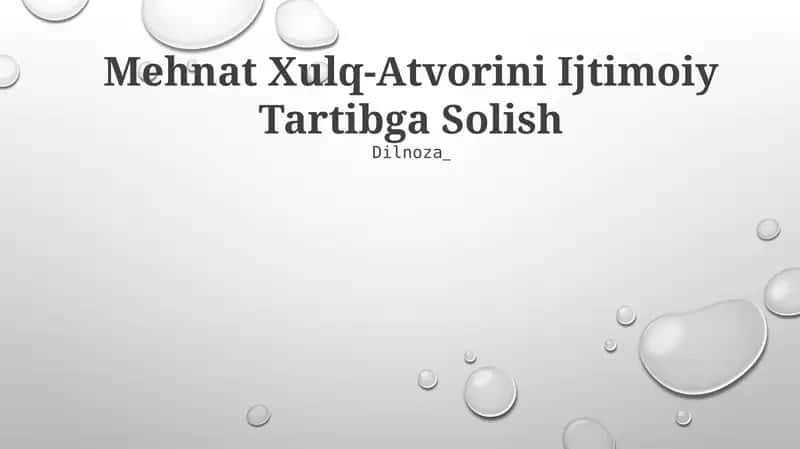 Mehnat Xulq-Atvorini Ijtimoiy Tartibga Solish 1