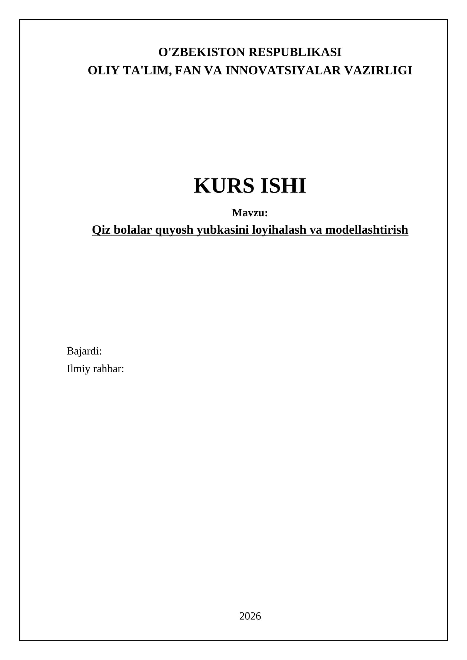 Qiz bolalar quyosh yubkasini loyihalash va modellashtirish 1