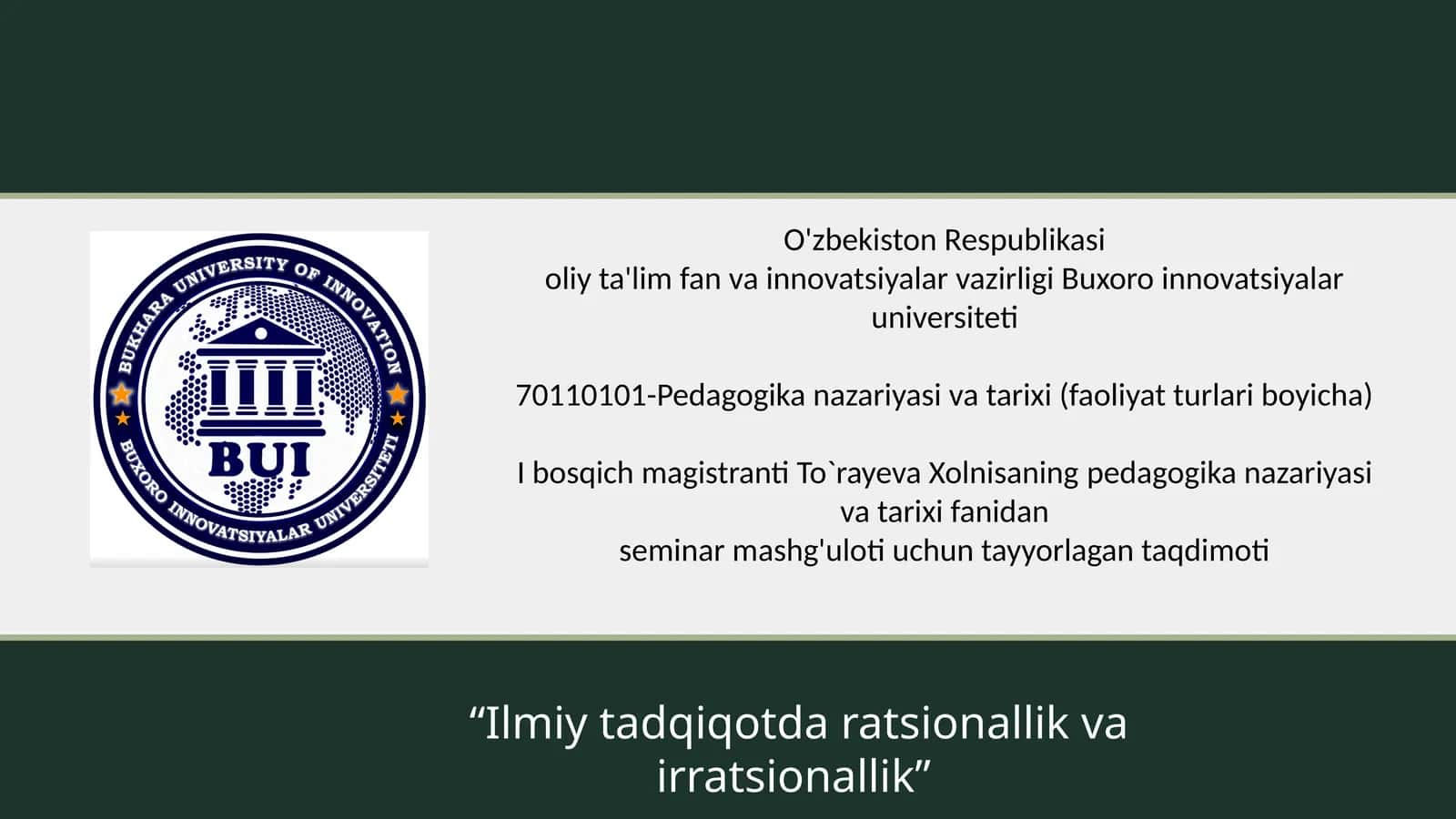 Ilmiy tadqiqotda ratsionallik va irratsionallik 1