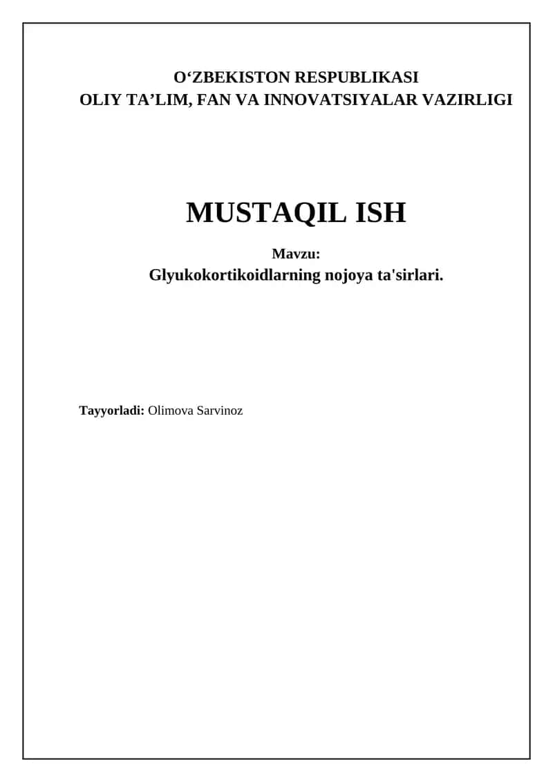 Glukokortikoidlarning nojoya ta'sirlari va ularning mexanizmlari 1