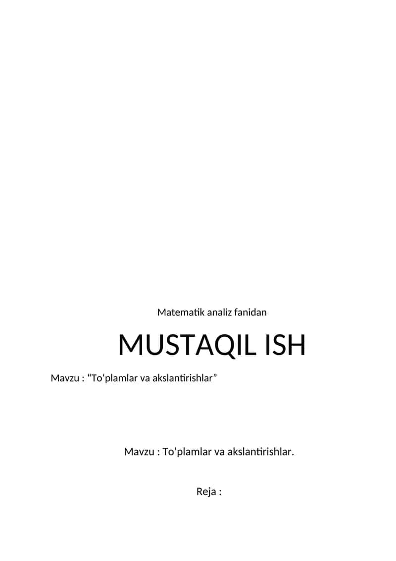 Matematik analiz fanidan 1