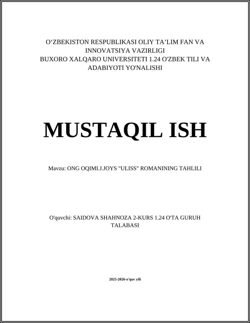 ONG OQIMI.J.JOYS "ULISS" ROMANINING TAHLILI 1