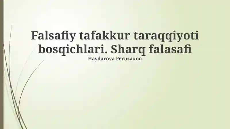 Falsafiy tafakkur taraqqiyoti bosqichlari