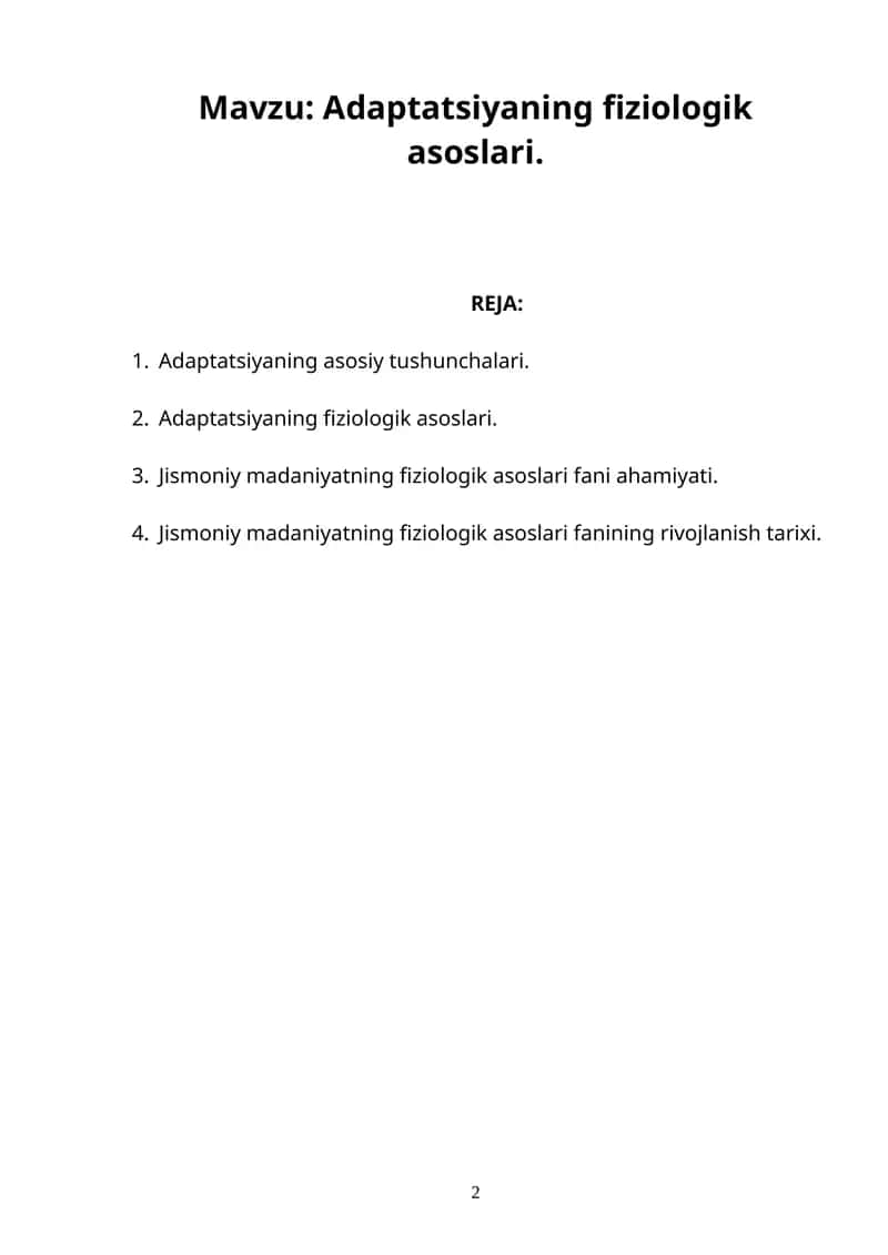 Adaptatsiyaning fiziologik asoslari 1