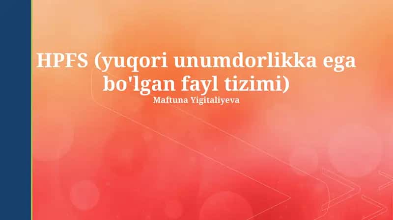 HPFS (yuqori unumdorlikka ega bo'lgan fayl tizimi) 1