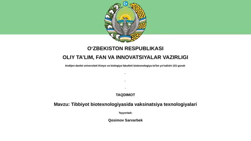 Tibbiyot biotexnologiyasida vaksinatsiya texnologiyalari 1