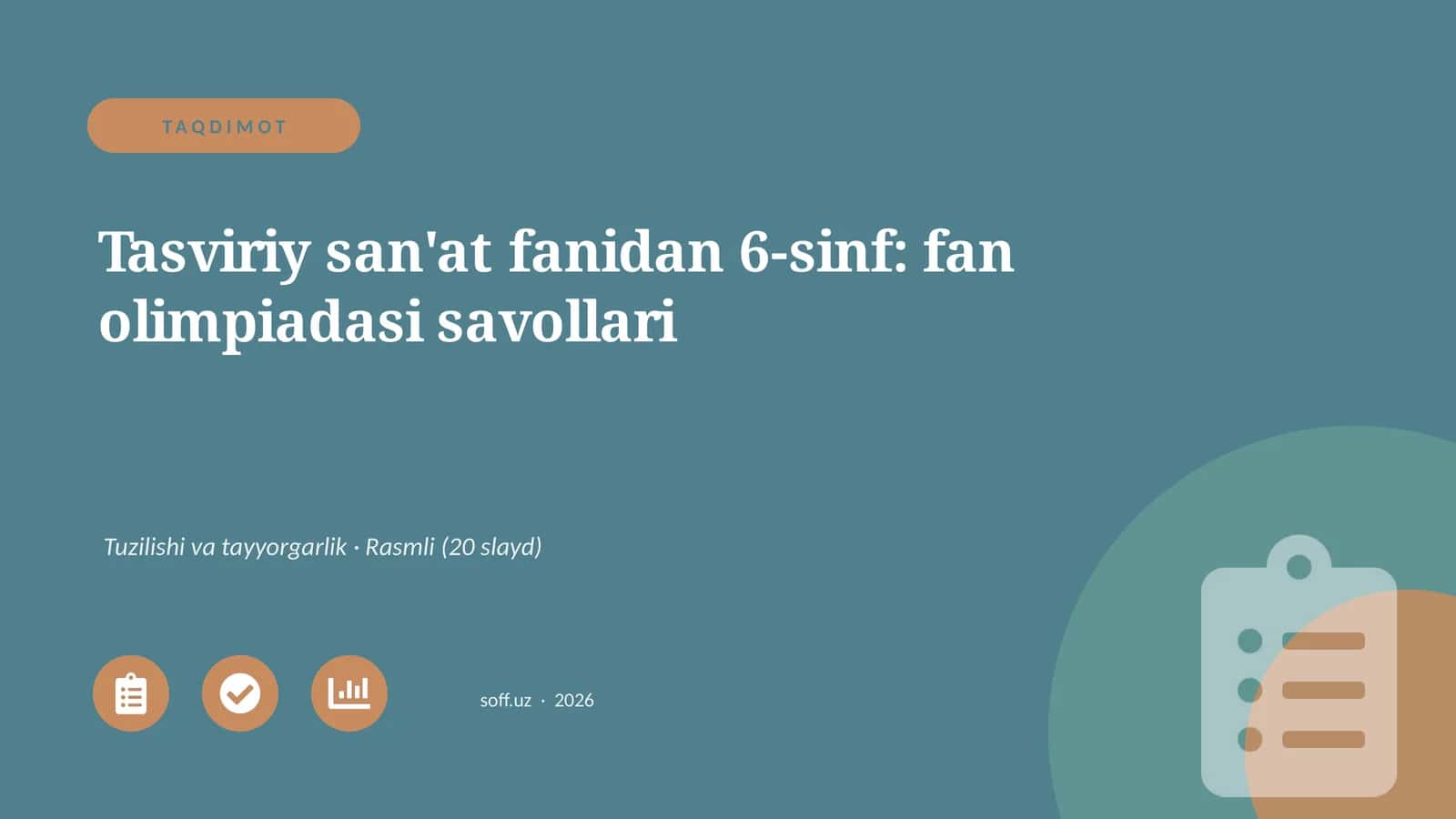 Tasviriy san'at fanidan 6-sinf: fan olimpiadasi savollari 1