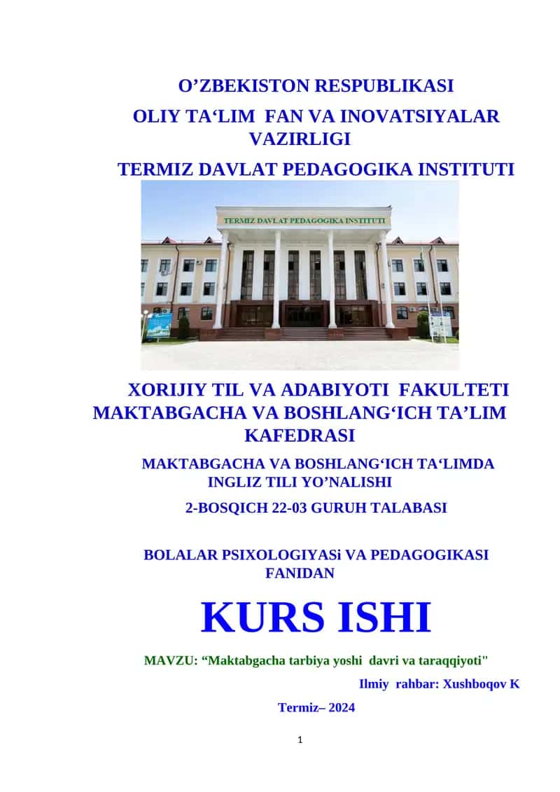 Maktabgacha tarbiya yoshi davri va taraqqiyoti 1