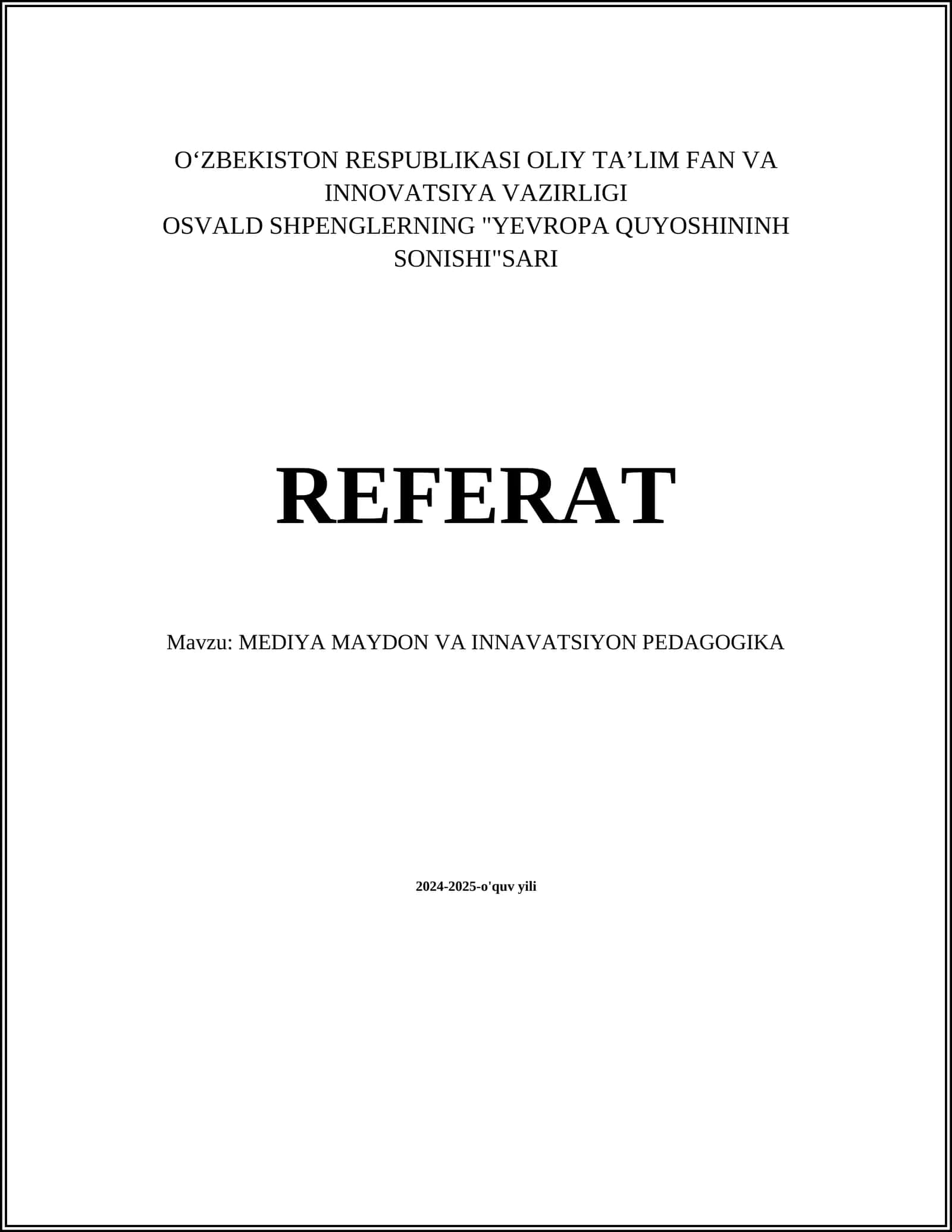 YEVROPA QUYOSHINING SONISHI"SARI REFERAT 1
