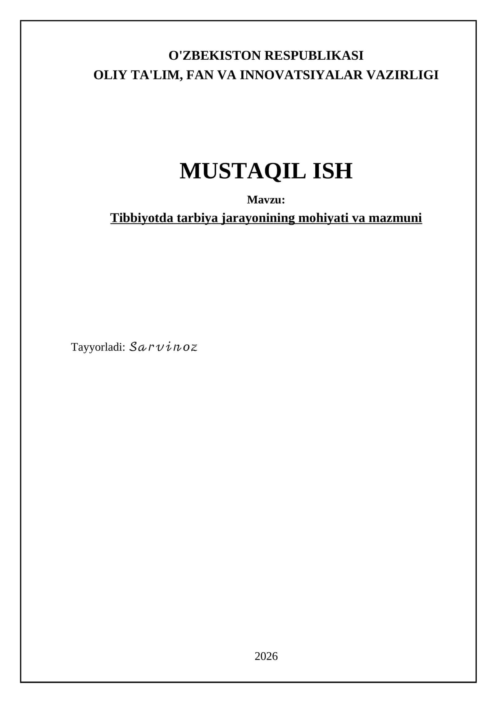 Tibbiyotda tarbiya jarayonining mohiyati va mazmuni 1
