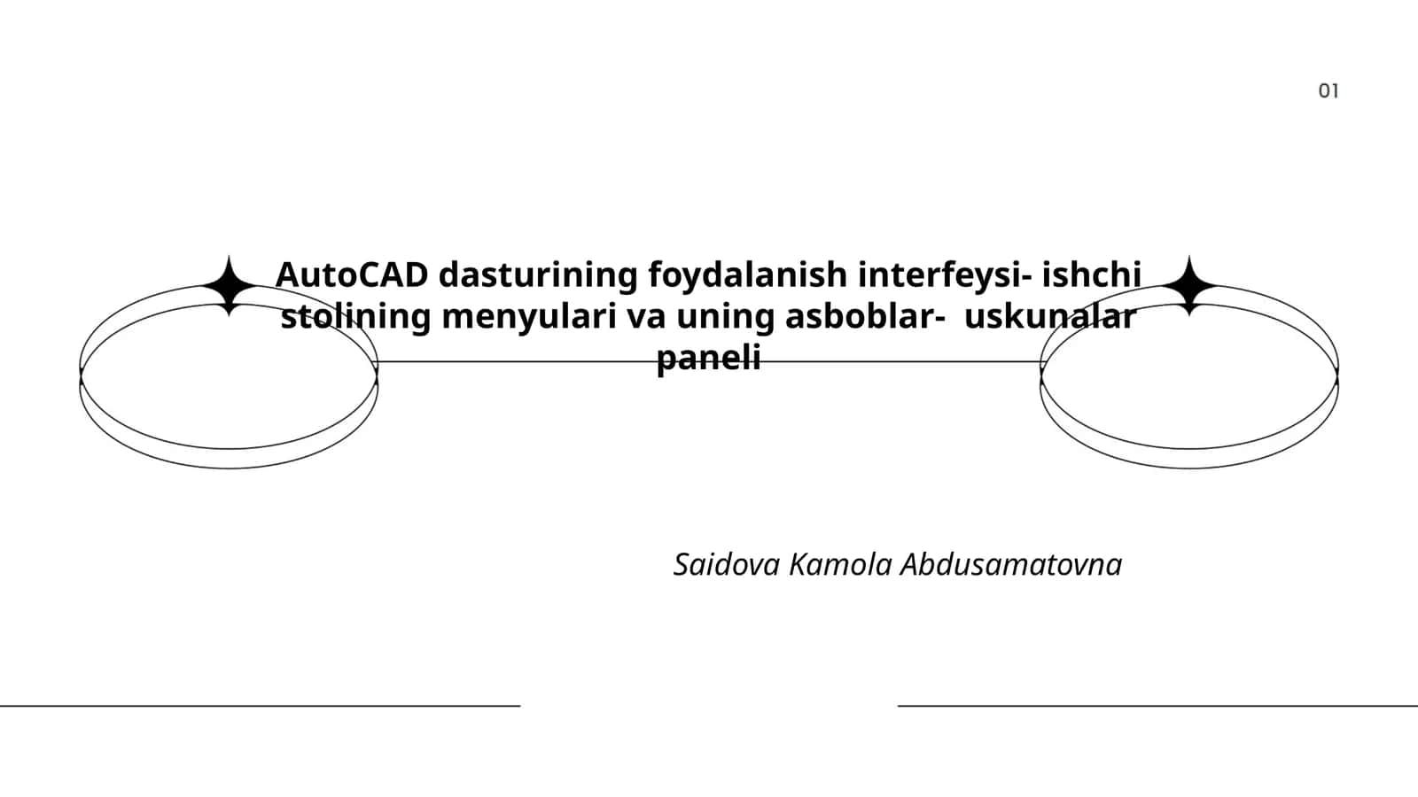 AutoCAD dasturining foydalanish interfeysi- ishchi stolining menyulari va uning asboblar- uskunalar paneli 1