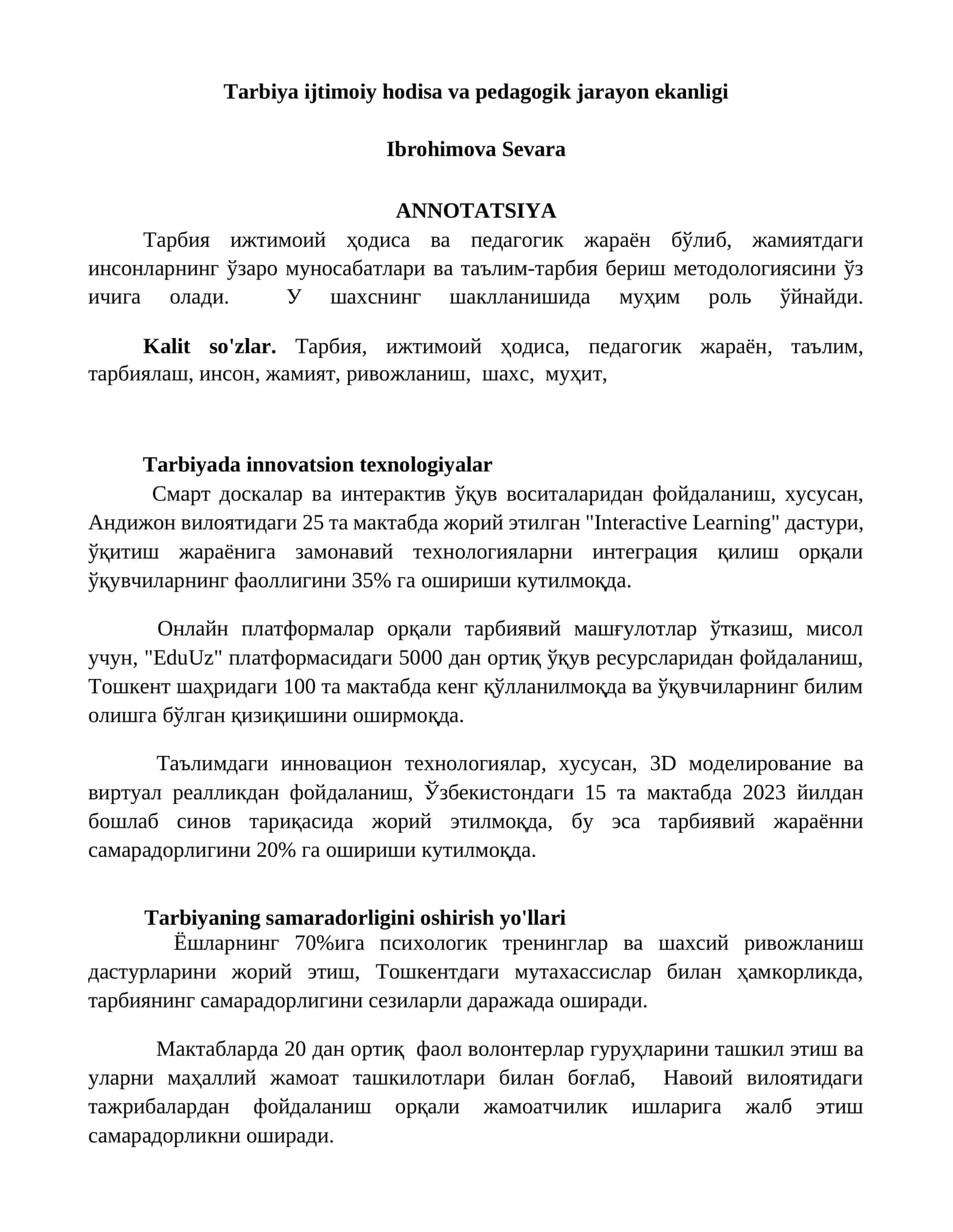 Tarbiya ijtimoiy hodisa va pedagogik jarayon ekanligi 1