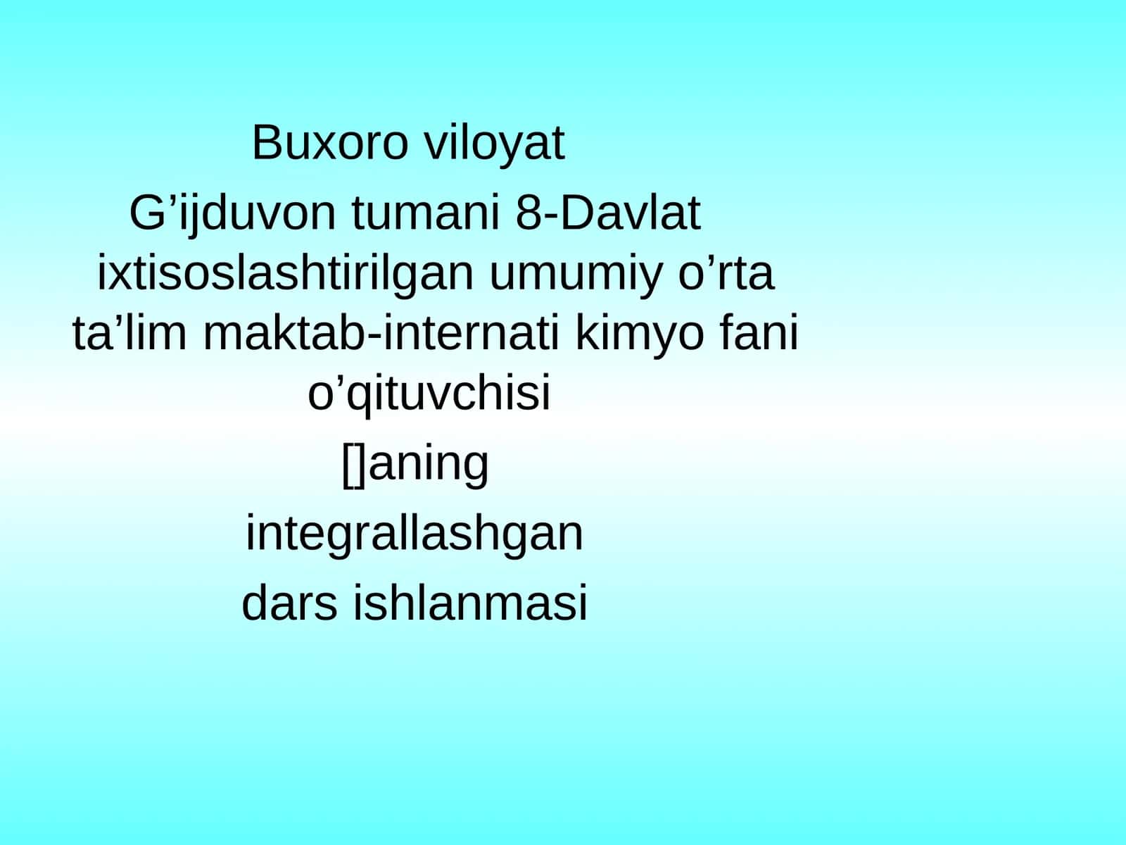 Uglevodlar mavzusida integrallashgan dars 1