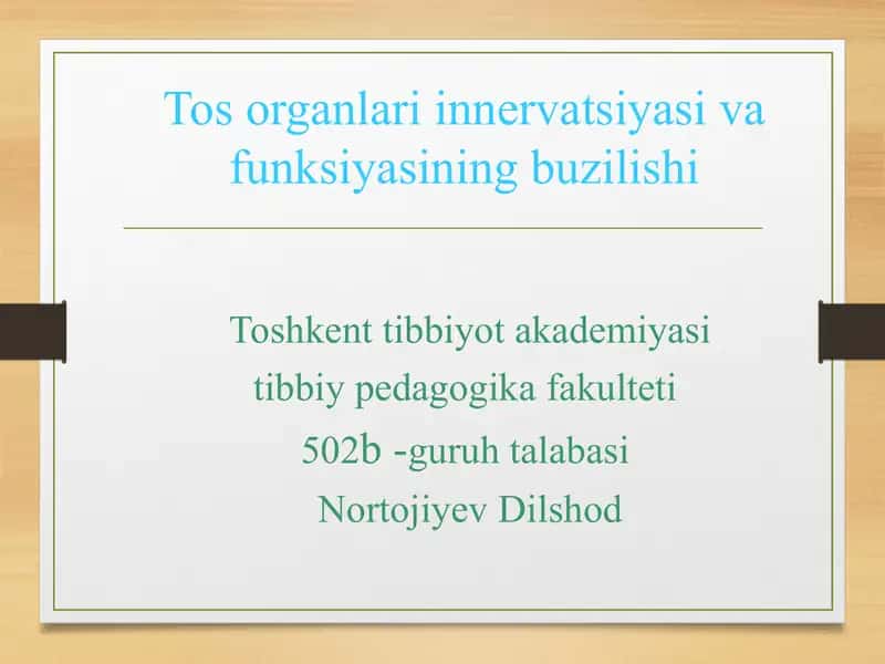 Tos organlari innervatsiyasi va funksiyasining buzilishi 1