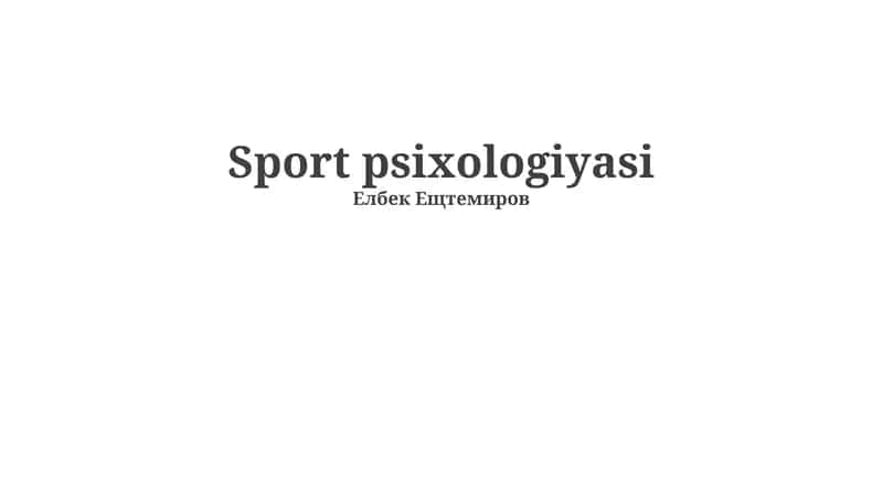 Sport psixologiyasi 1