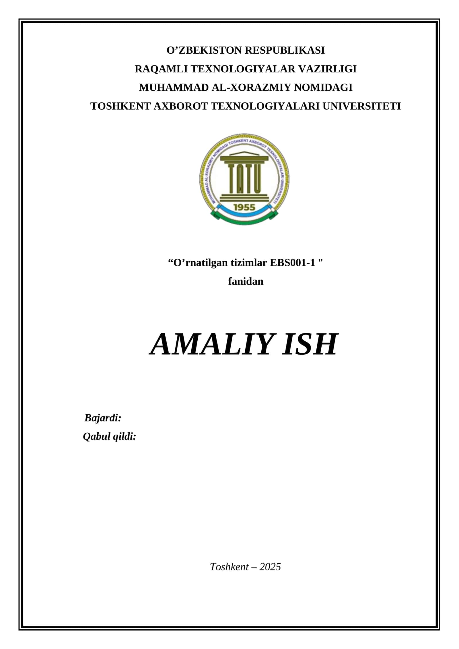 8x8 yorug'lik diodi, pezonurlatgich va 74NS595 suruvchi registr xususiyatlarini oʻrganish. Amaliy ish 1