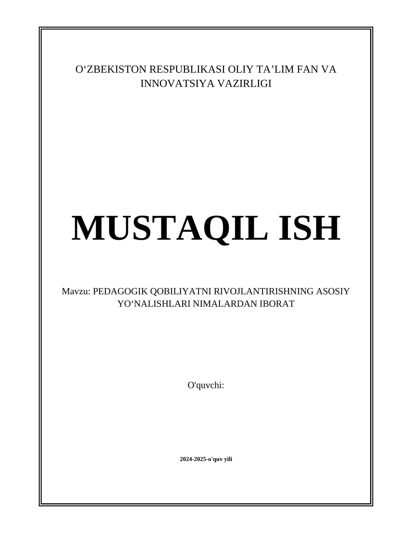 PEDAGOGIK QOBILIYATNI RIVOJLANTIRISHNING ASOSIY YOʻNALISHLARI NIMALARDAN IBORAT 1