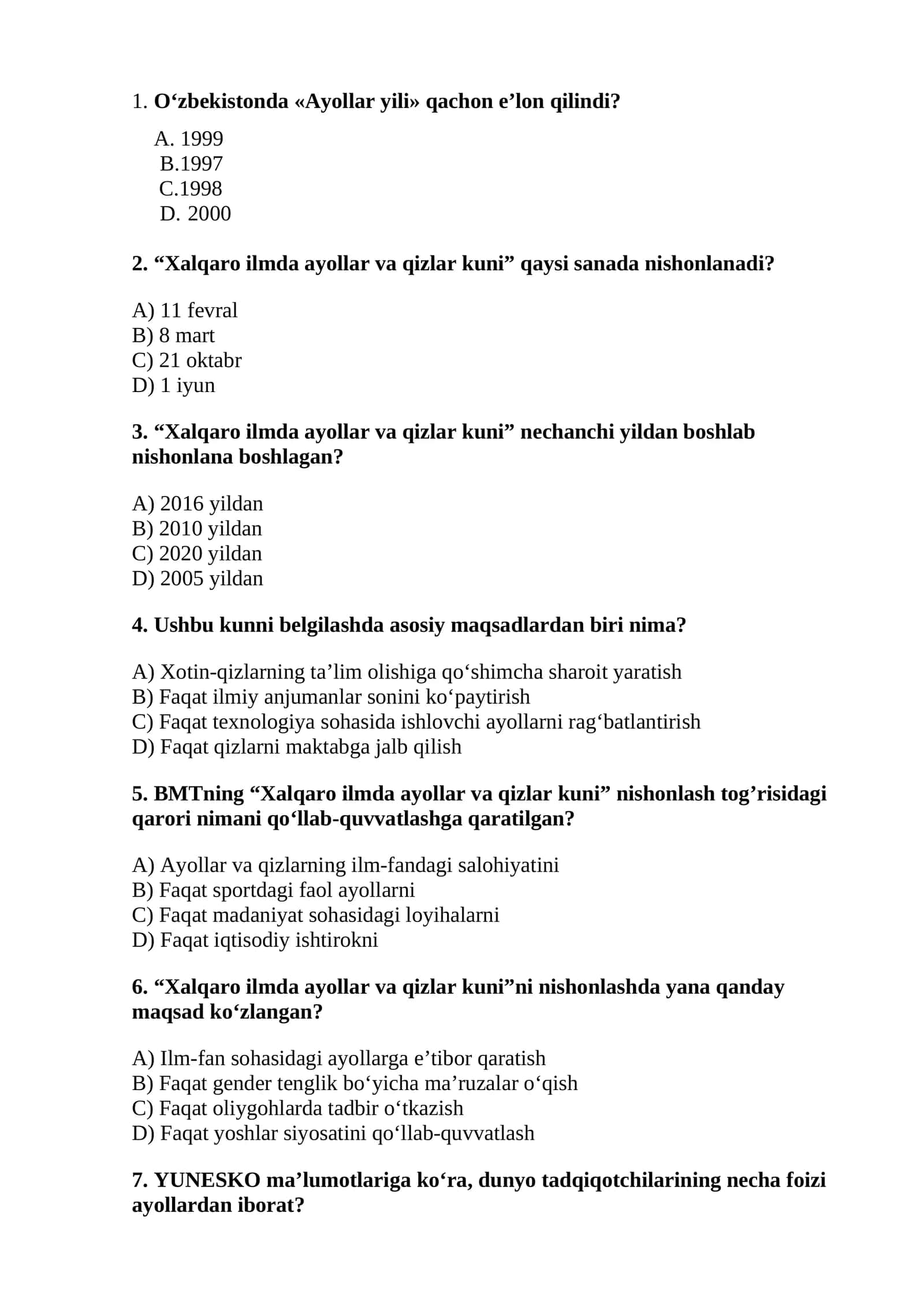 gender tarbiya test 1