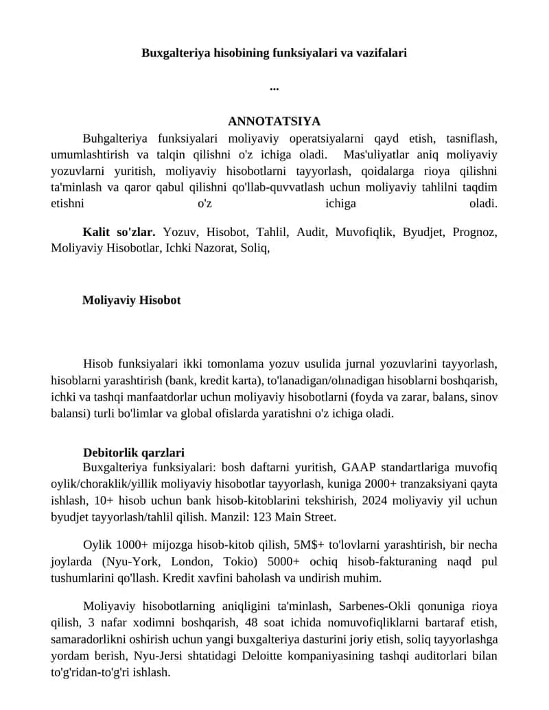 Buxgalteriya hisobining funksiyalari va vazifalari 1