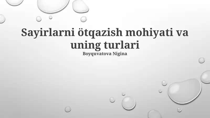 Sayirlarni ötqazish mohiyati va uning turlari 1