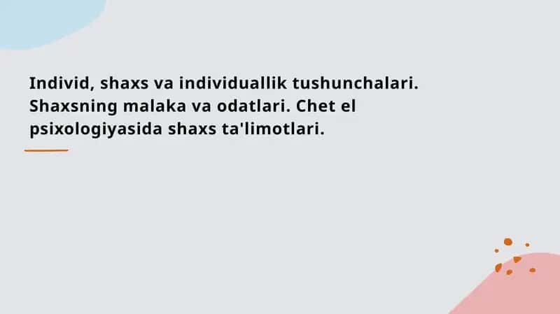 Individ va shaxs tushunchalari 1