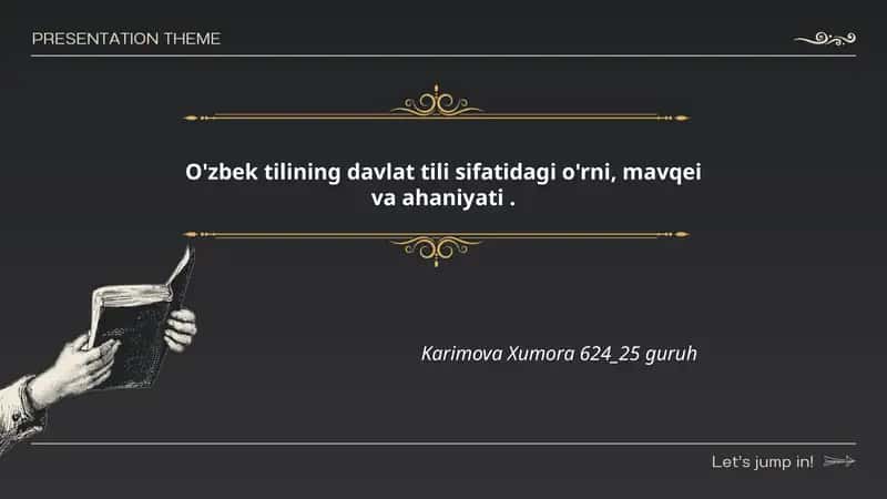 O'zbek tilining davlat tili sifatidagi o'rni, mavqei va ahaniyati 1