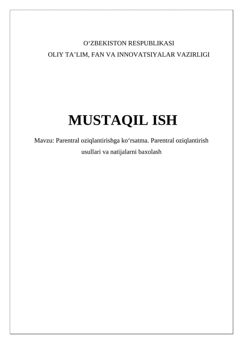 Parenteral oziqlantirishga ko‘rsatma 1