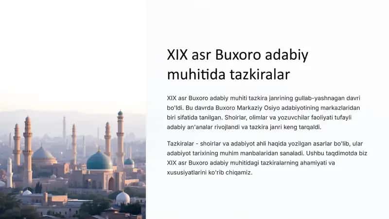 XIX asr Buxoro adabiy muhiti tazkiralari 1