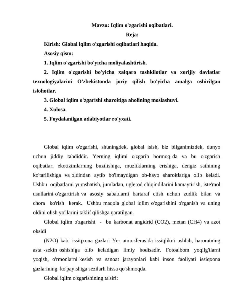 Iqlim o'zgarishi oqibatlari 1