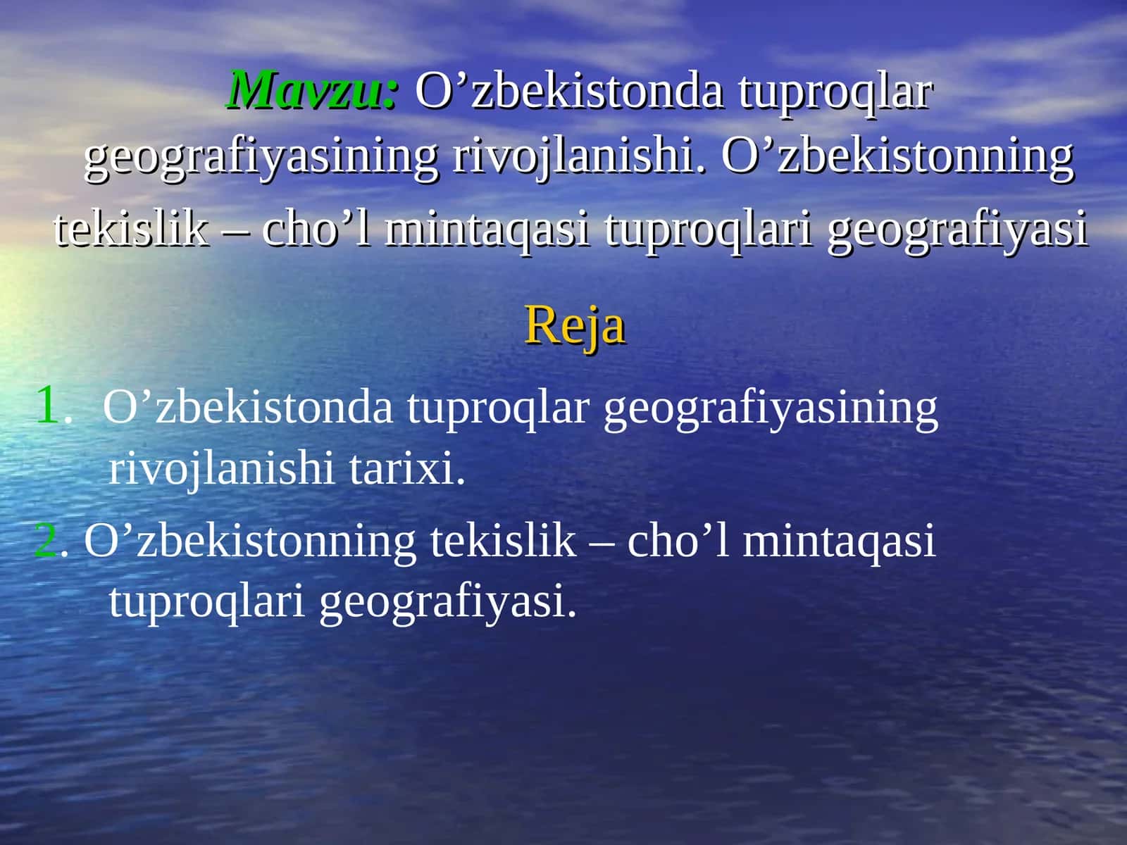 O’zbekistonda tuproqlar geografiyasining rivojlanishi 1