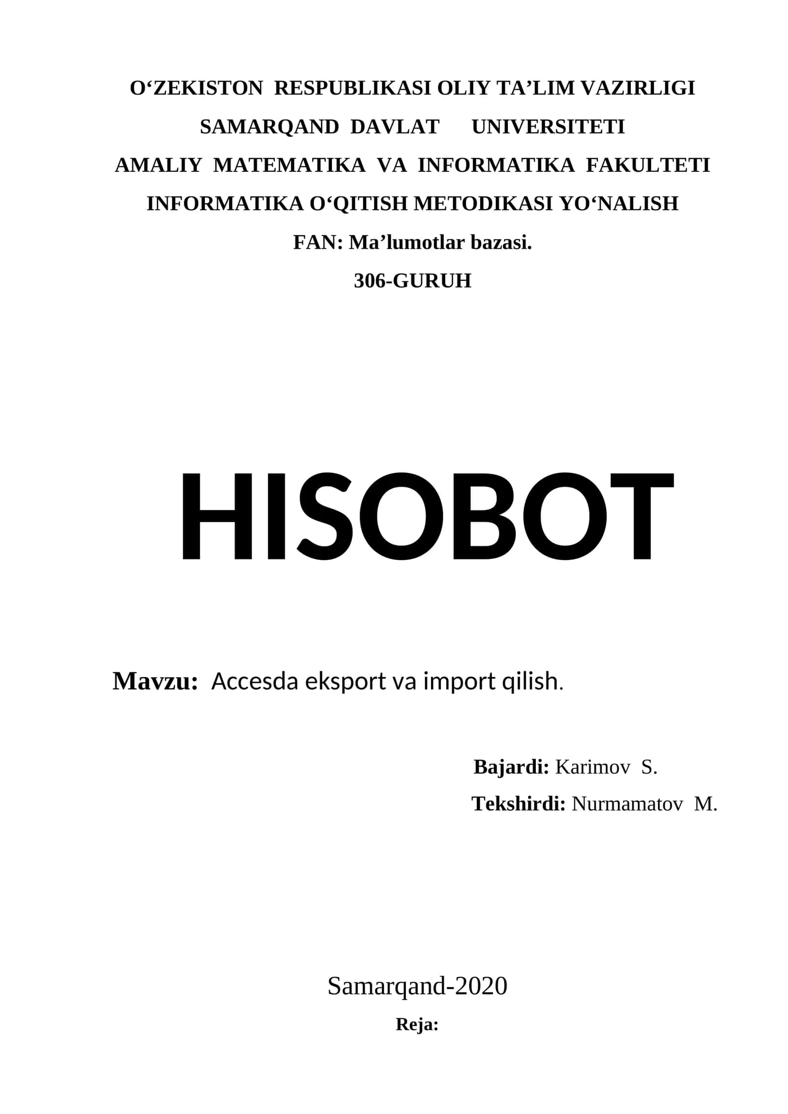 Accesda eksport va import qilish 1