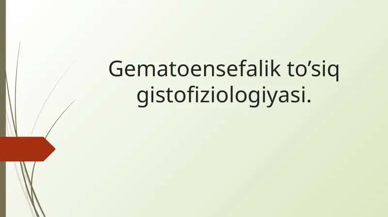 Gematoensefalik to’siq gistofiziologiyasi. 1