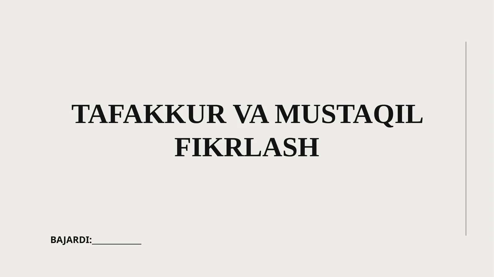 Tafakkur va Mustaqil Fikrlash 1
