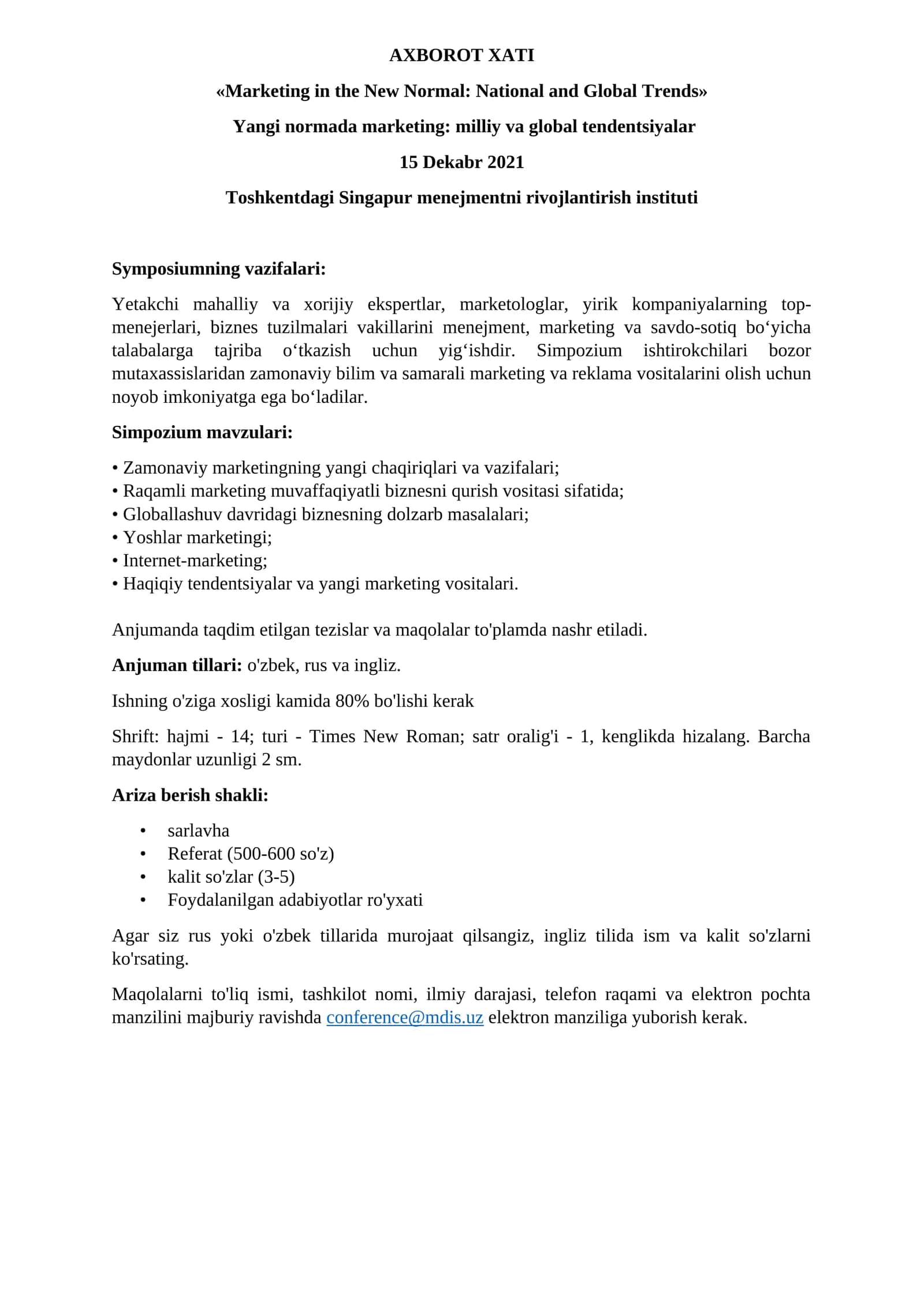 Yangi normada marketing: milliy va global tendentsiyalar 1
