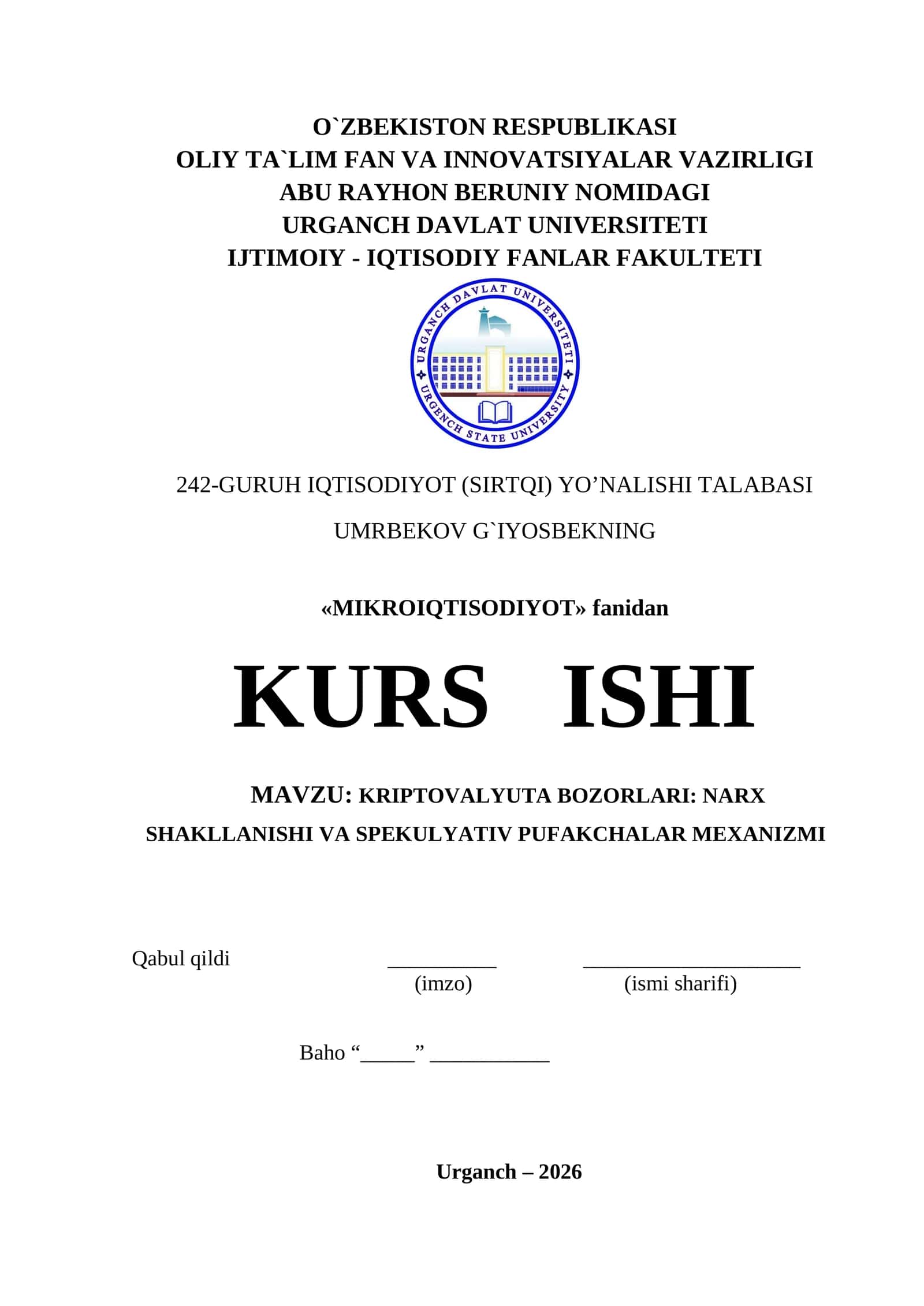 KRIPTOVALYUTA BOZORLARI: NARX SHAKLLANISHI VA SPEKULYATIV PUFAKCHALAR MEXANIZMI 1