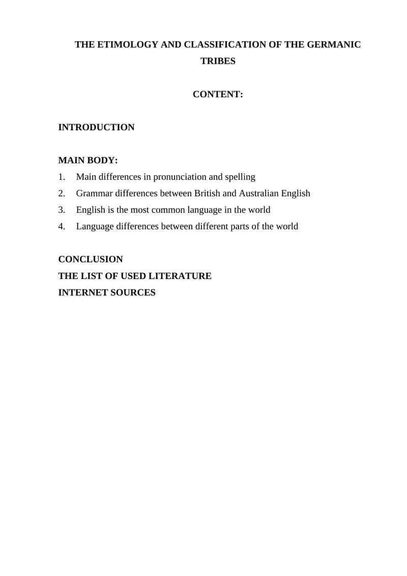 The Etymology and Classification of the Germanic Tribes 1