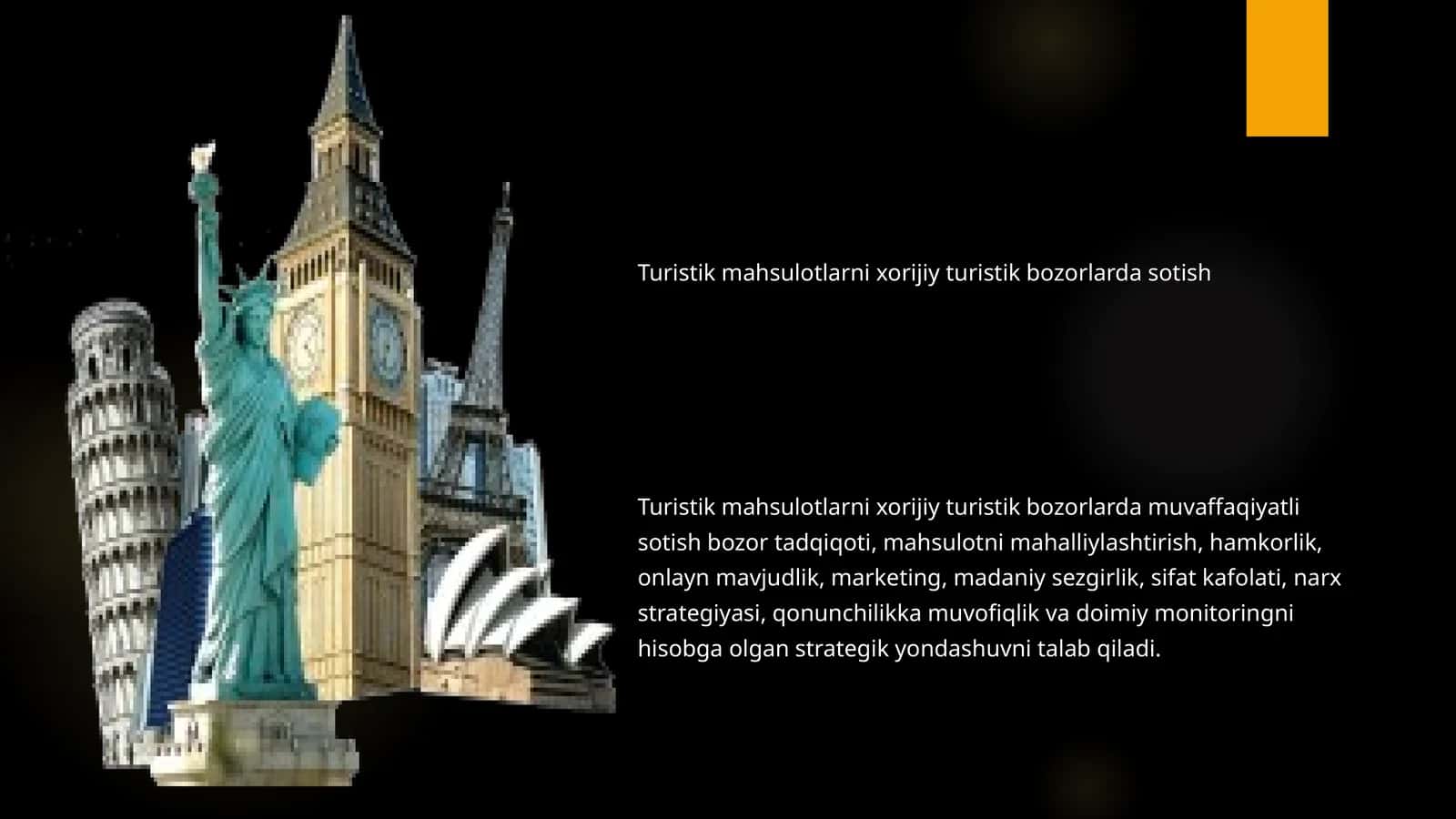 Turistik mahsulotlarni xorijiy turistik bozorlarda sotish 1