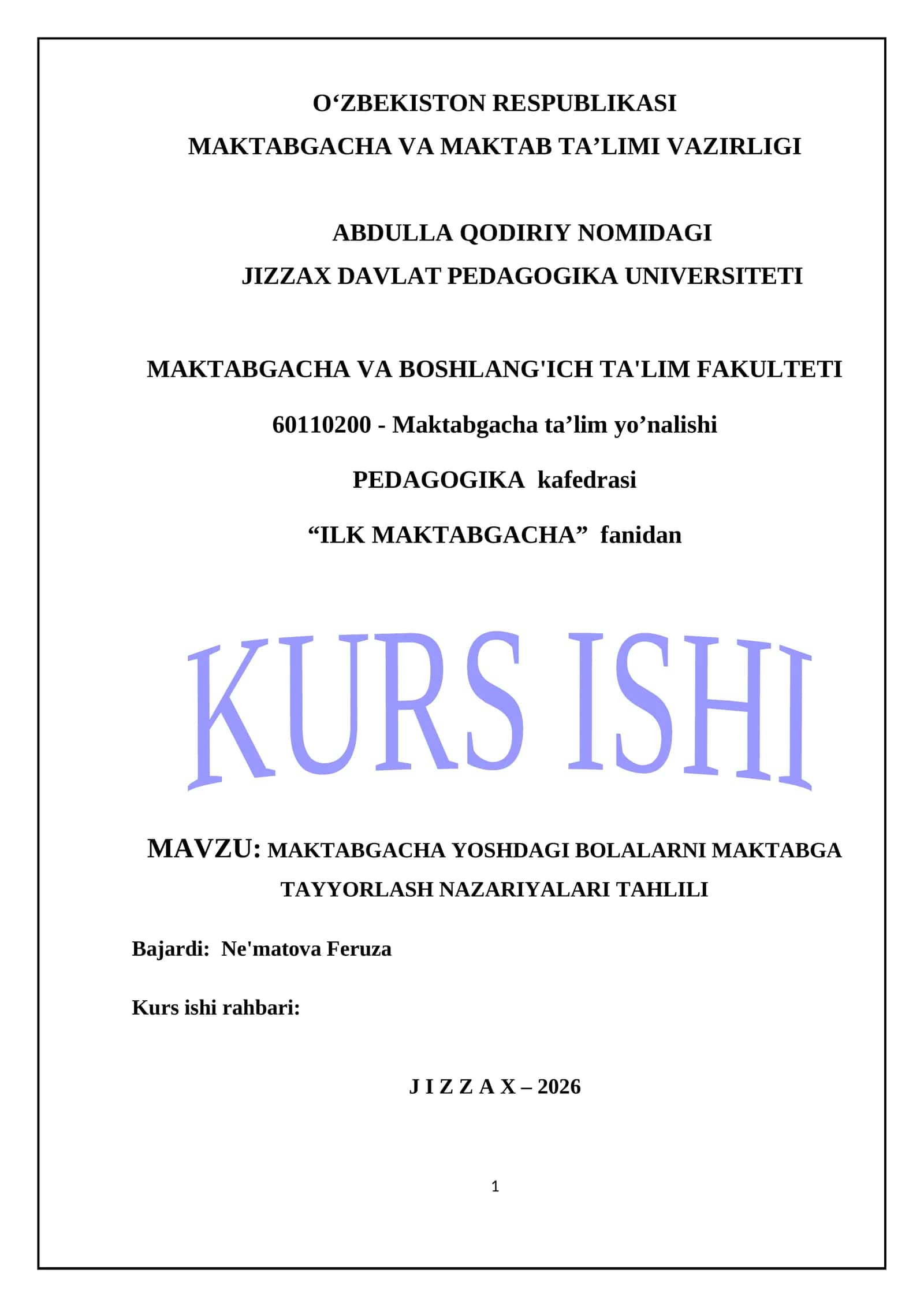 MAKTABGACHA YOSHDAGI BOLALARNI MAKTABGA TAYYORLASH NAZARIYALARI TAHLILI 1