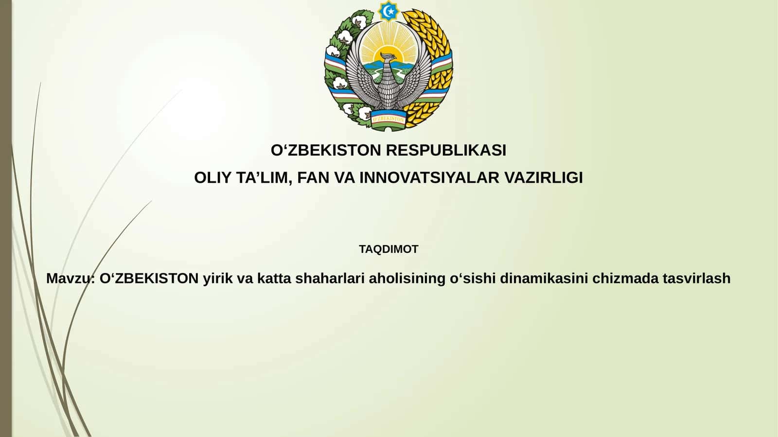 OʻZBEKISTONning yirik shaharlari aholisi oʻsishi dinamikasi va omillari 1