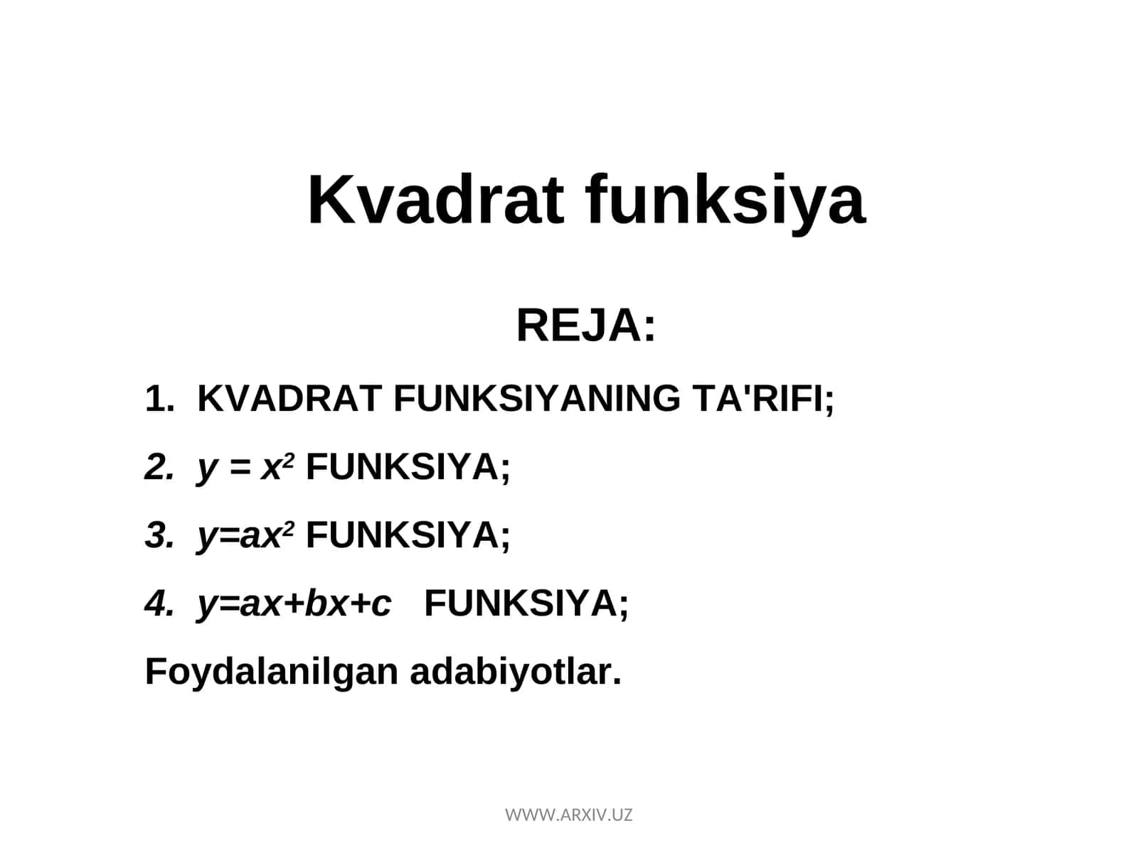 KVADRAT FUNKSIYA 1