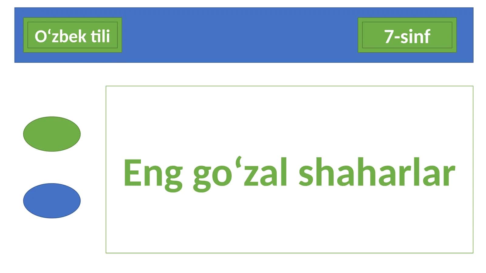 7-sinf O'zbek tili dars ishlanma. Eng go'zal shaharlar 1
